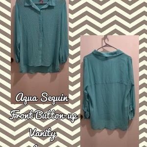 Sequin Front Button-up Shirt